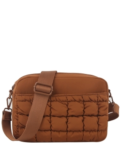 Puffy Quilted Nylon Crossbody Bag JYE0509 BROWN